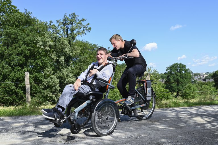 In der Werkstatt in Horst gibt es ein Rolli-Tandem.